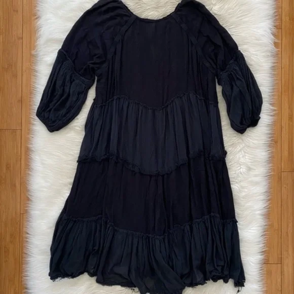 NWT Free People Black In The Moment Boho Midi Dress Large - Picture 6 of 7